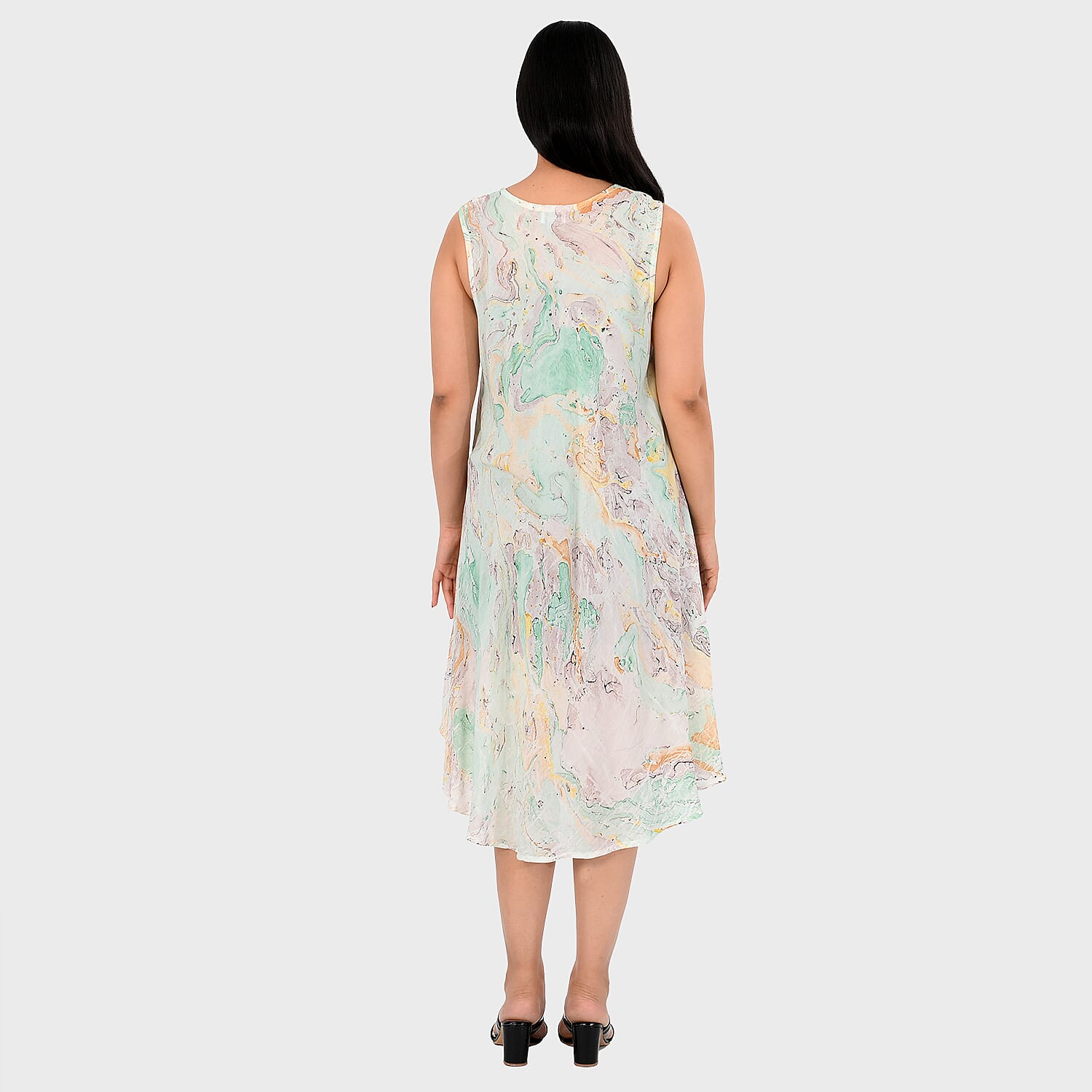 - Maisi Marble Print Sleeveless Umbrella Dress (One Size) - Green