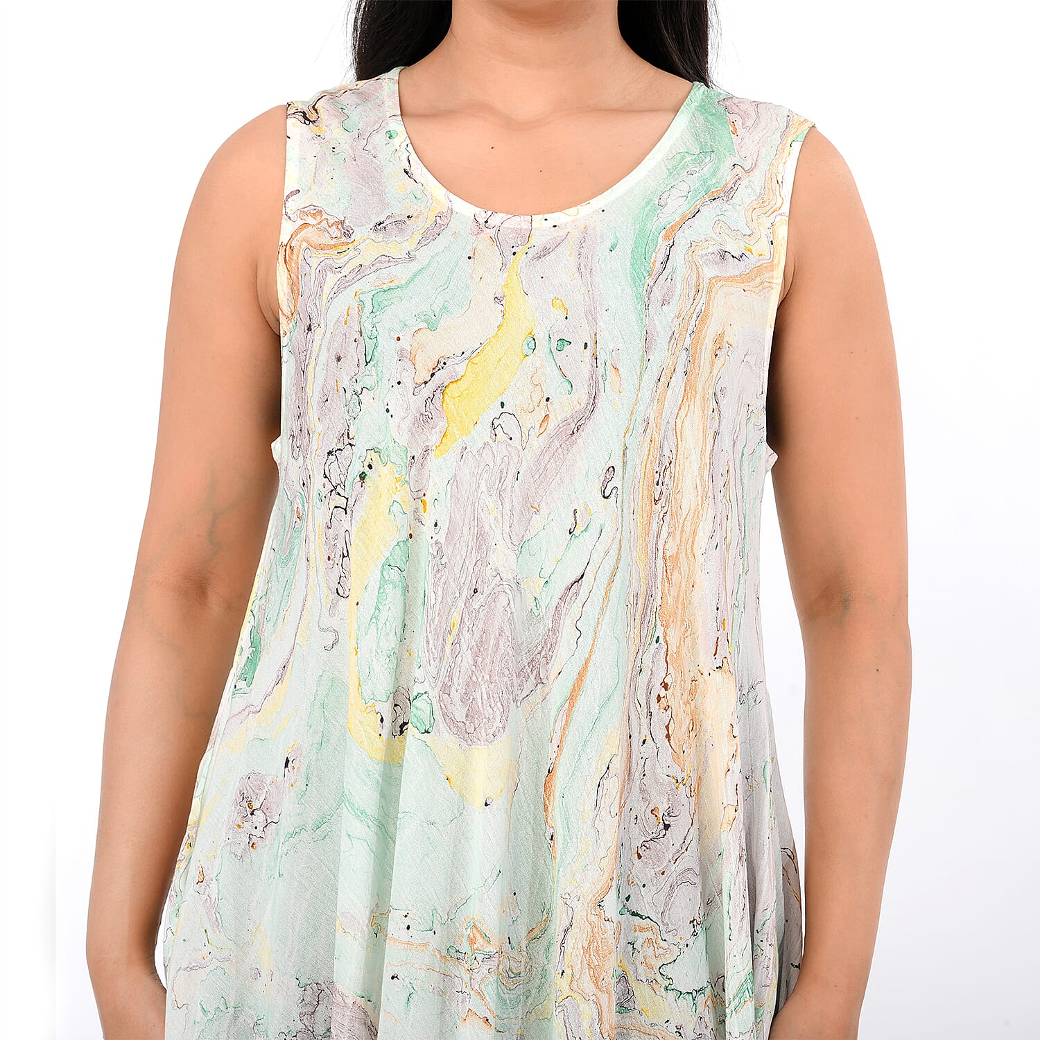 - Maisi Marble Print Sleeveless Umbrella Dress (One Size) - Green