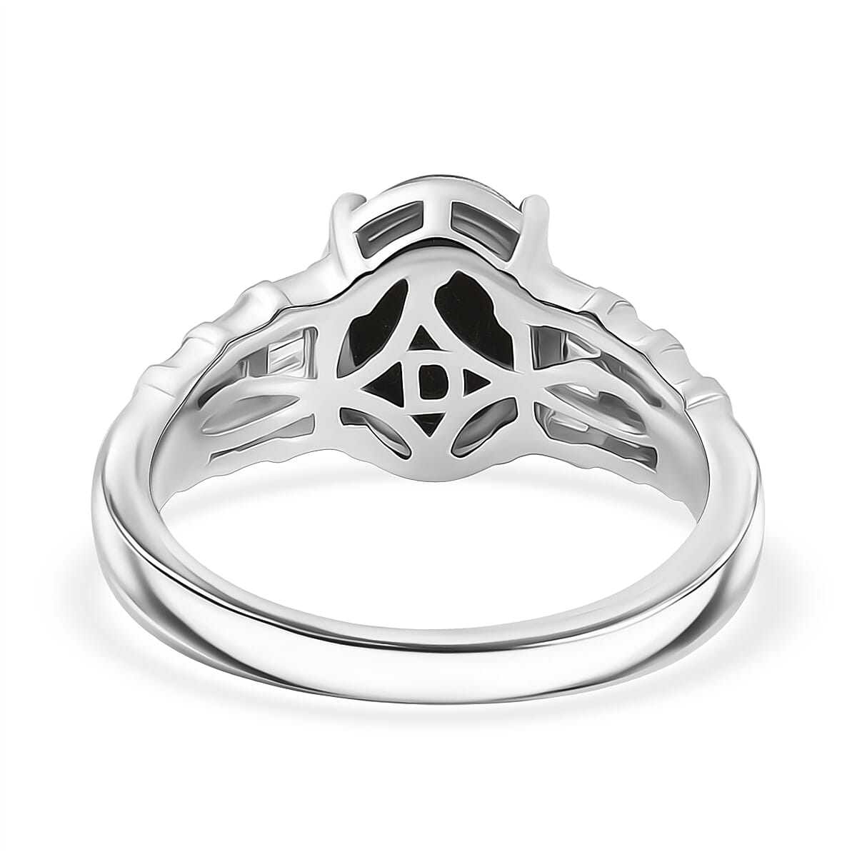 Close Out Deal- Australian Boulder Opal and Moissanite Ring in Rhodium Overlay Sterling Silver 1.70 Ct.