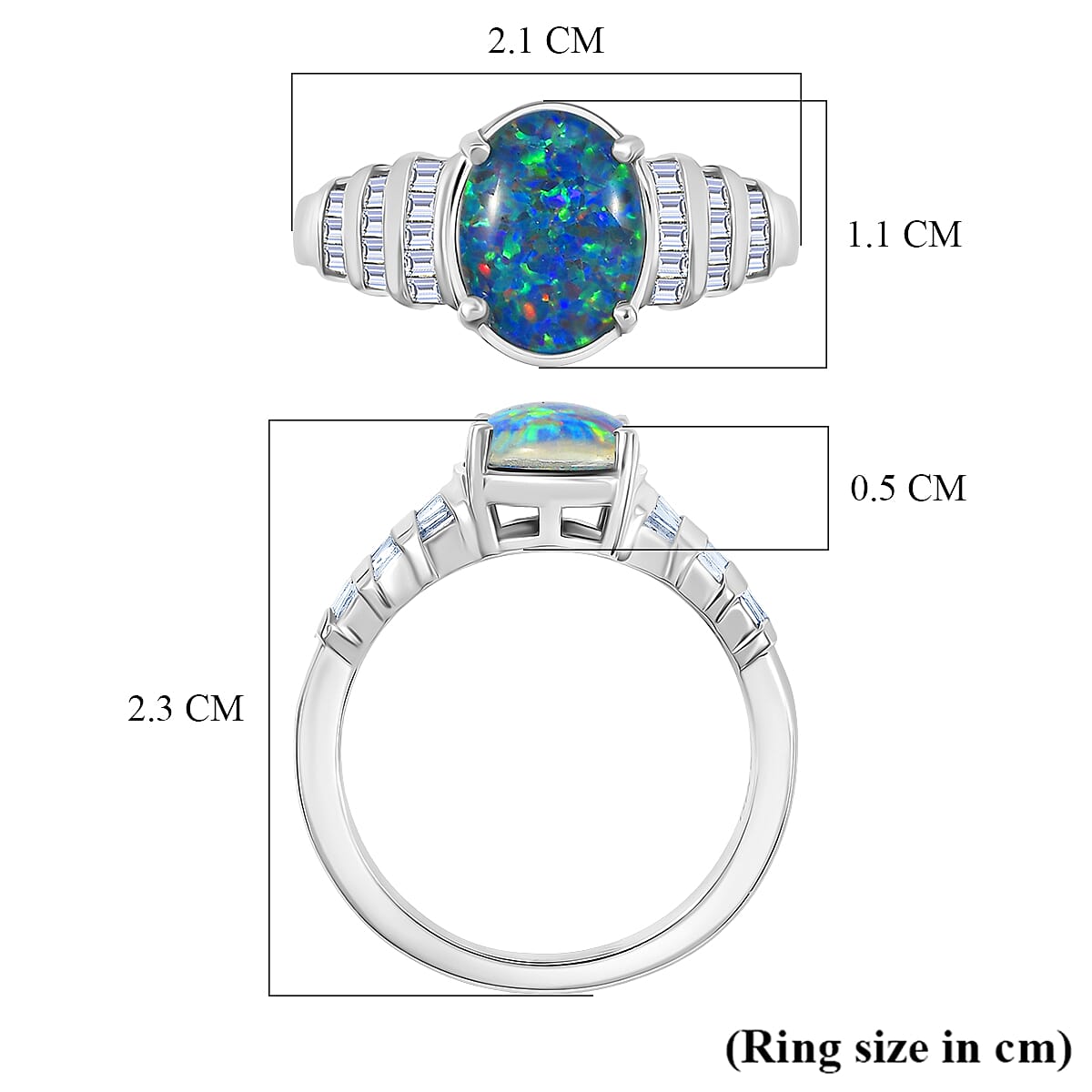 Close Out Deal- Australian Boulder Opal and Moissanite Ring in Rhodium Overlay Sterling Silver 1.70 Ct.