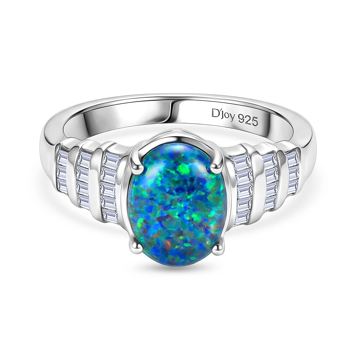 Close Out Deal- D'Joy Australian Boulder Opal and Moissanite Ring in Rhodium Overlay Sterling Silver 1.68 Ct.