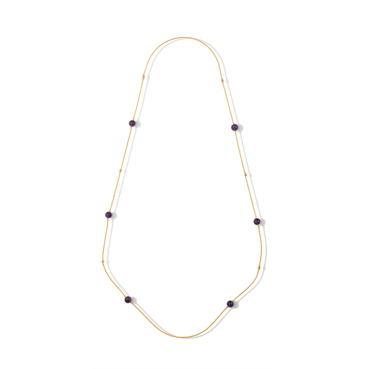 Tucson Close Out- African Amethyst Station Necklace (Size - 36)