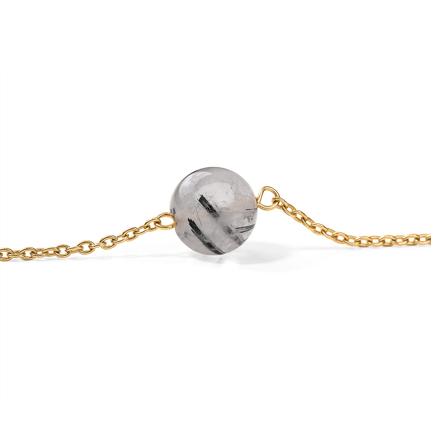 Tucson Close Out-Black Rutilated Quartz Station  Necklace (Size - 36)