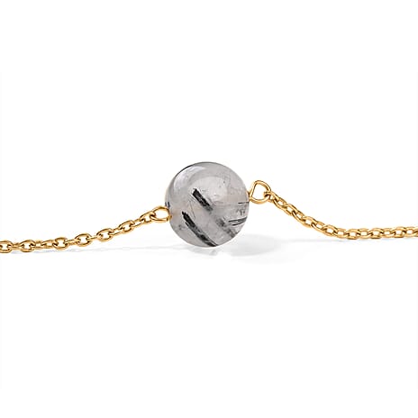 Tucson Close Out-Black Rutilated Quartz Station  Necklace (Size - 36)