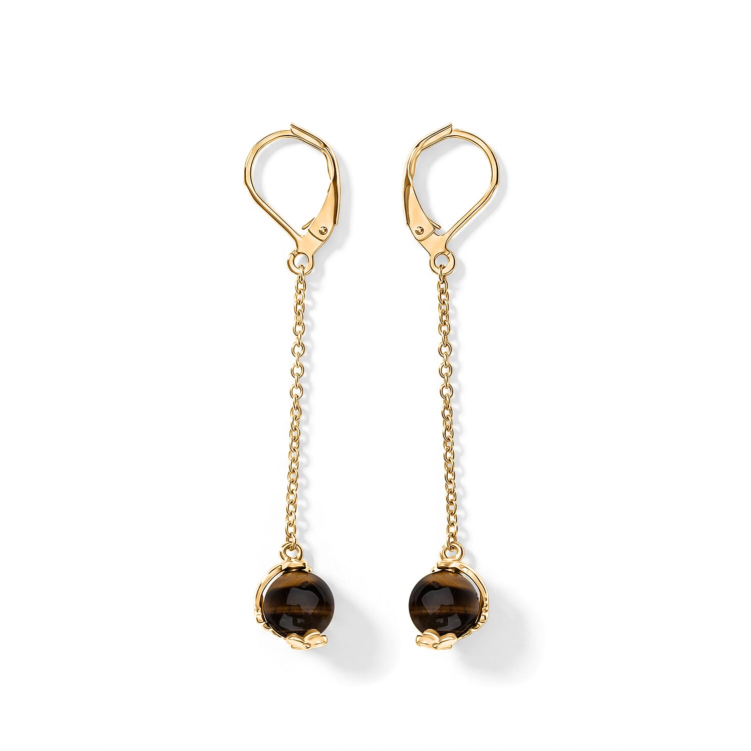 Yellow Tigers Eye Earring with Lever Back 3.40 Ct.