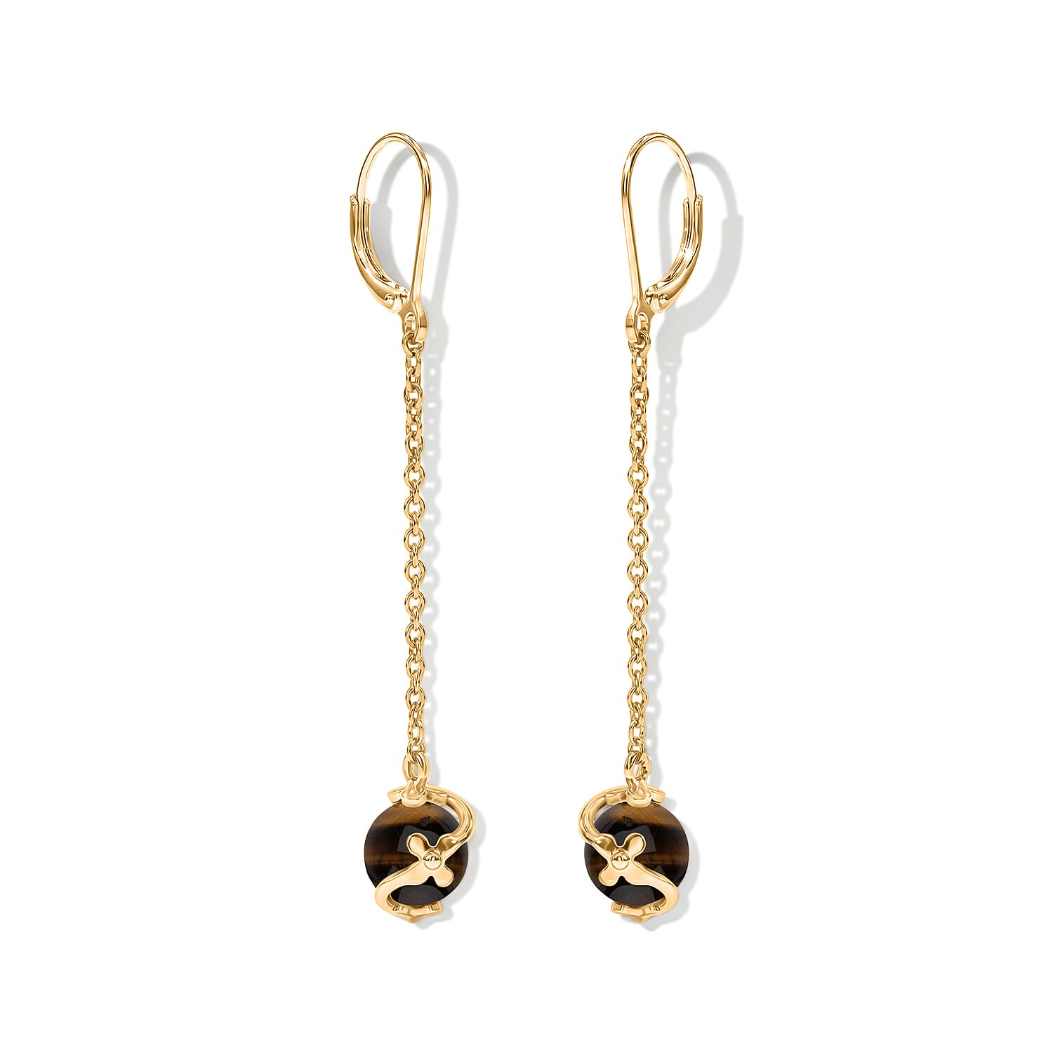 Yellow Tigers Eye Earring with Lever Back 3.40 Ct.