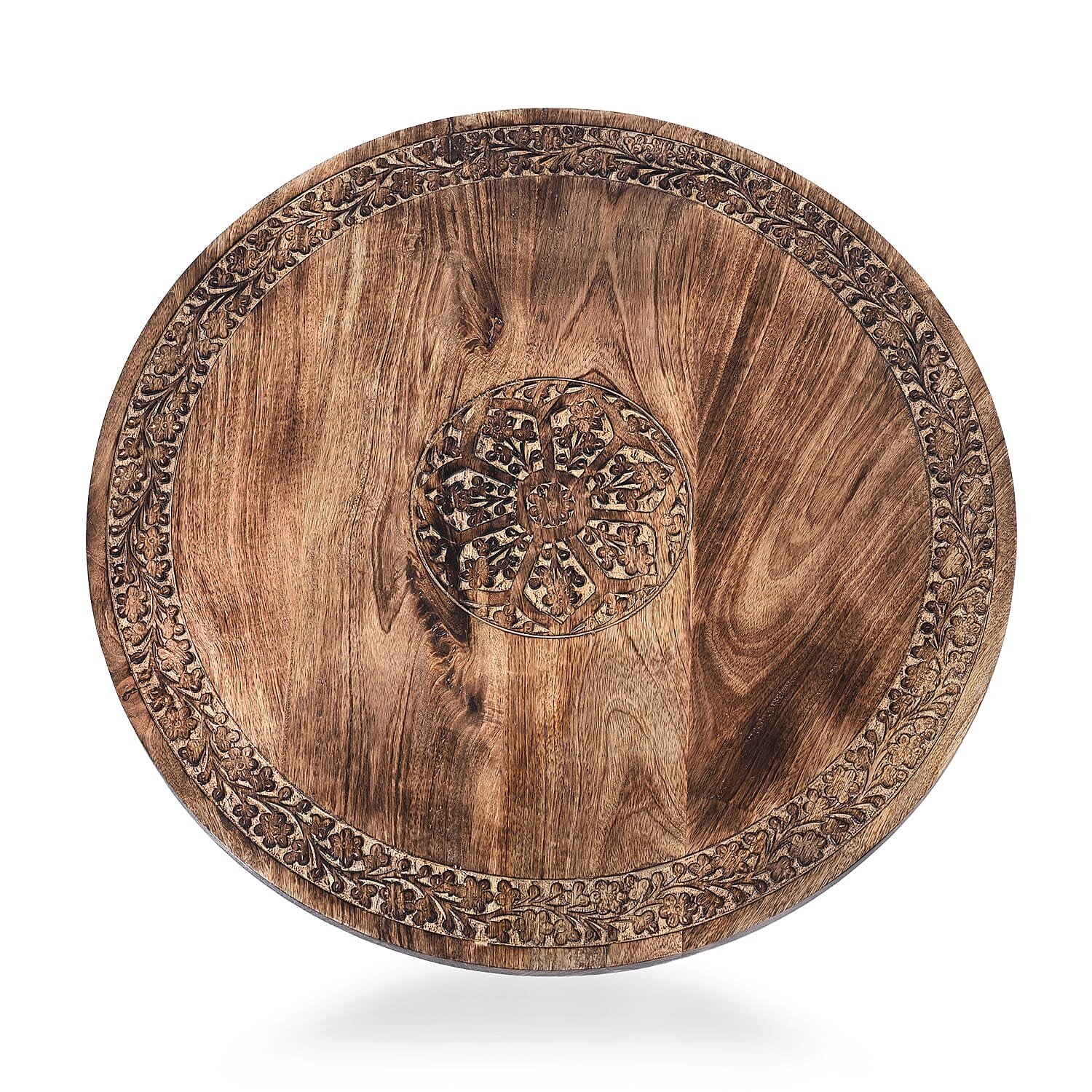 Wooden Hand Carved Coffee Table (68 x 68 x 51 cm) - Brown