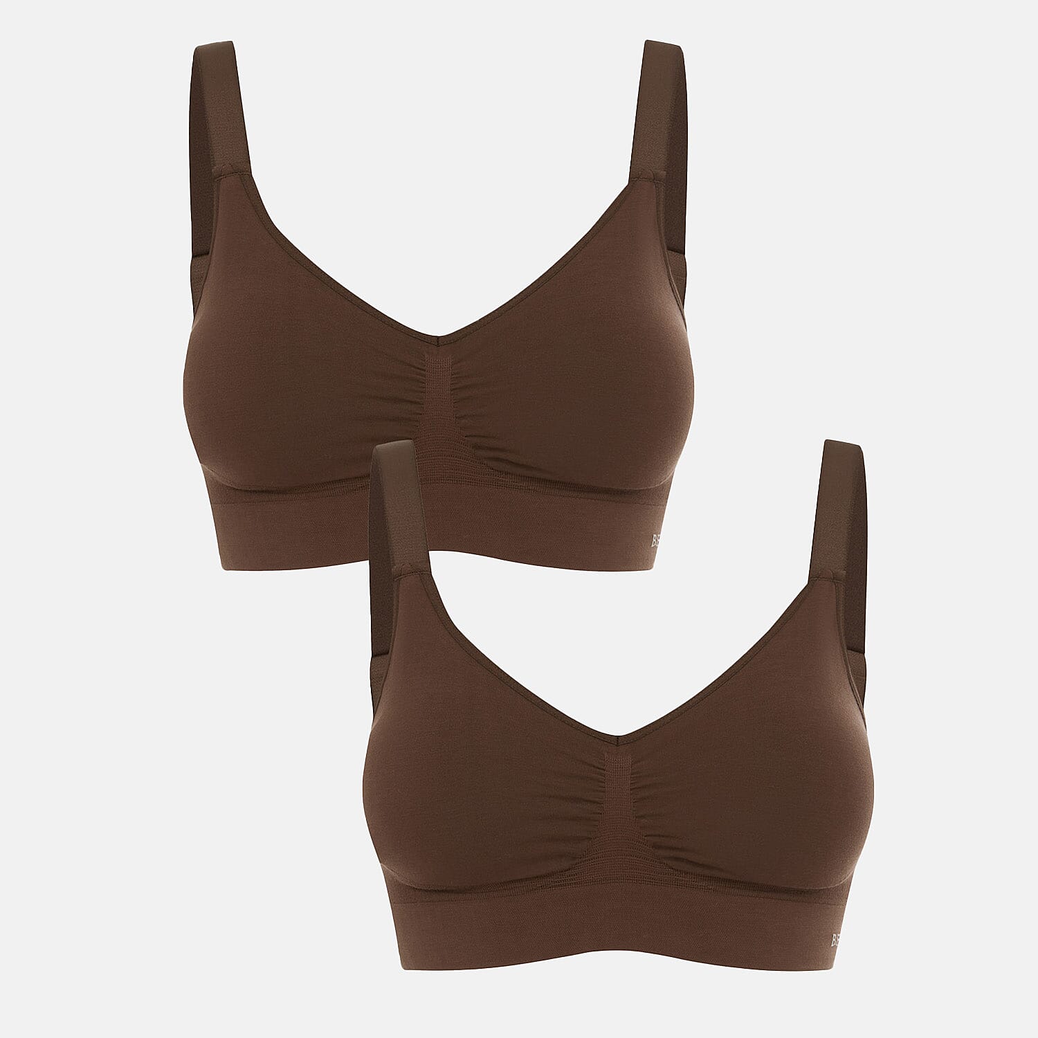 Bella Bodies Pack Of 2 - Seamless Wire-Free Ultimate Bamboo Bra (Size L) - Brown & Espresso