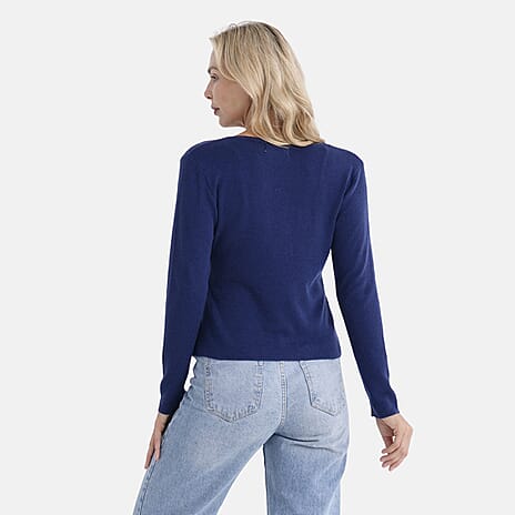 - Maisi V-Neck Long Sleeve Top (Size - L-XL) - Blue