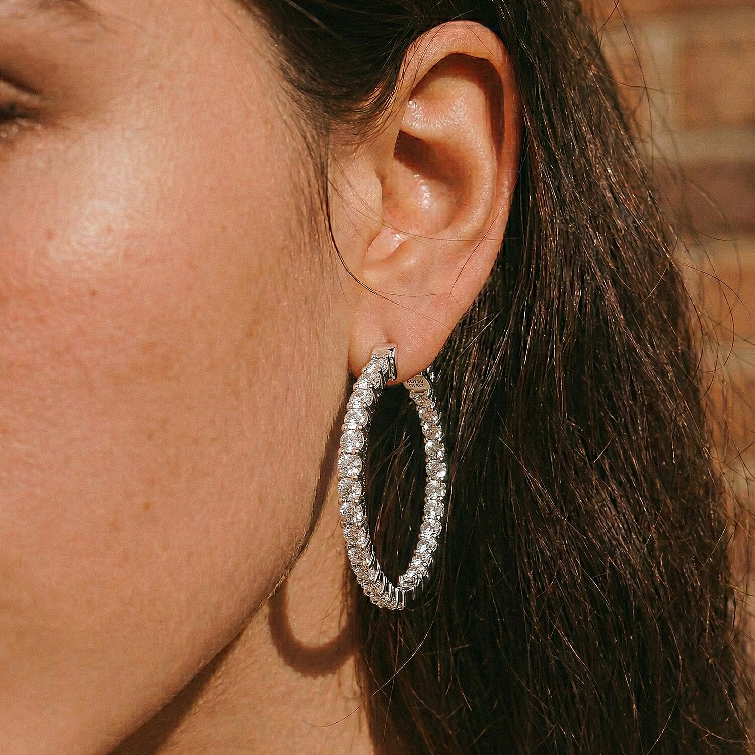 Luxuriant SI-G-H Lab Grown Diamond Full Hoop Earring in Rhodium Overlay Sterling Silver 2.52 Ct.