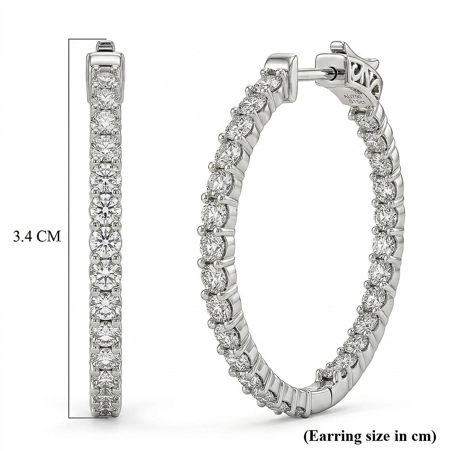 Luxuriant SI-G-H Lab Grown Diamond Full Hoop Earring in Rhodium Overlay Sterling Silver 2.52 Ct.