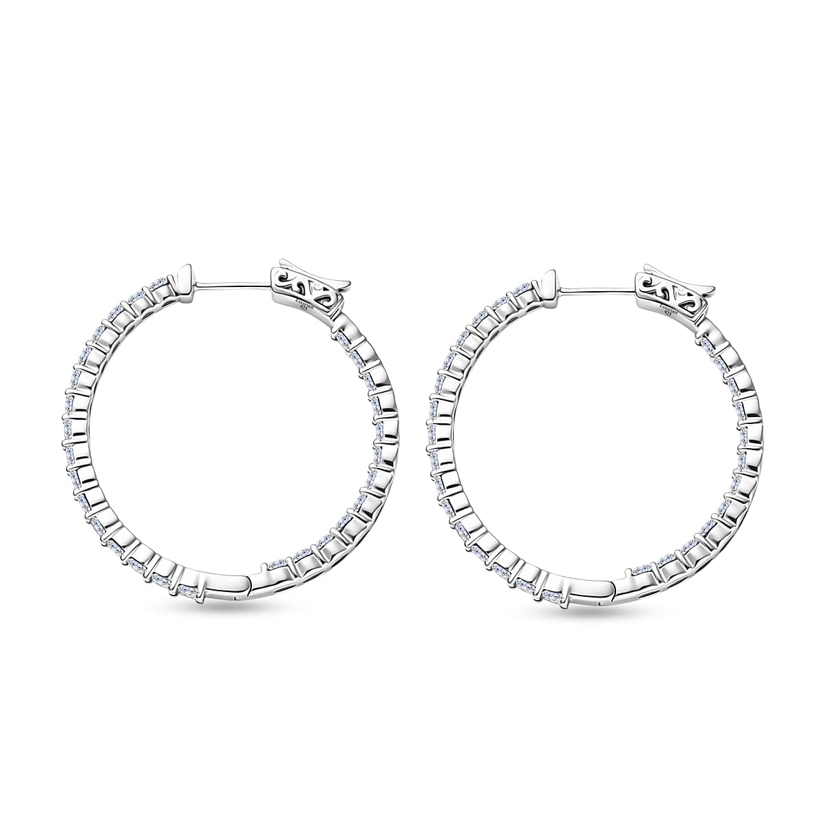 Luxuriant Lab Grown Diamond Full Hoop Earring in Rhodium OverlaySterling Silver, Silver Wt.6 Gms  2.520  Ct.