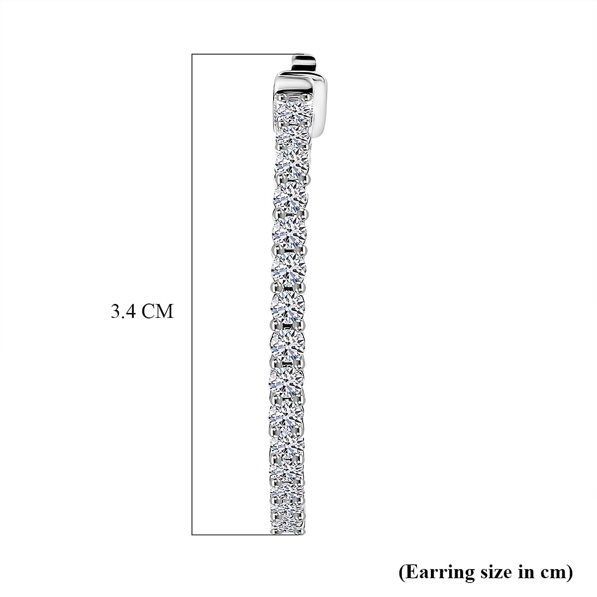 Luxuriant Lab Grown Diamond Full Hoop Earring in Rhodium OverlaySterling Silver, Silver Wt.6 Gms  2.520  Ct.