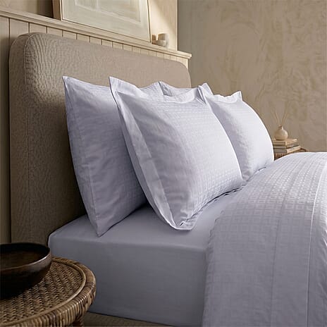 Bliss - Beyond Set of 6 Jacquard Duvet Cover Set - Inc. Duvet Cover, Fitted Sheet 2 x Housewife - 2 x Oxford Pillowcases (Double) - Grey.