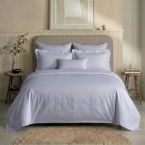 Bliss - Beyond Set of 6 Jacquard Duvet Cover Set - Inc. Duvet Cover, Fitted Sheet 2 x Housewife - 2 x Oxford Pillowcases (Double) - Grey.