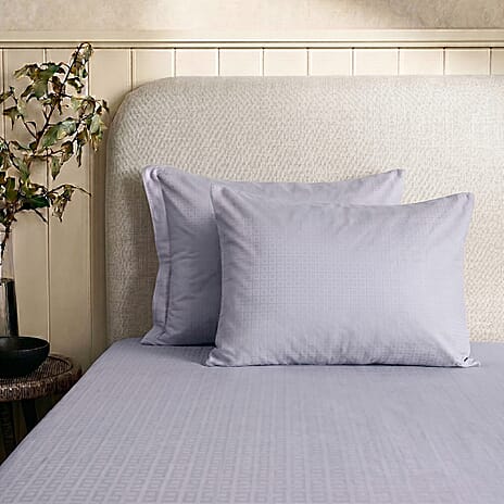 Bliss - Beyond Set of 6 Jacquard Duvet Cover Set - Inc. Duvet Cover, Fitted Sheet 2 x Housewife - 2 x Oxford Pillowcases (Double) - Grey.