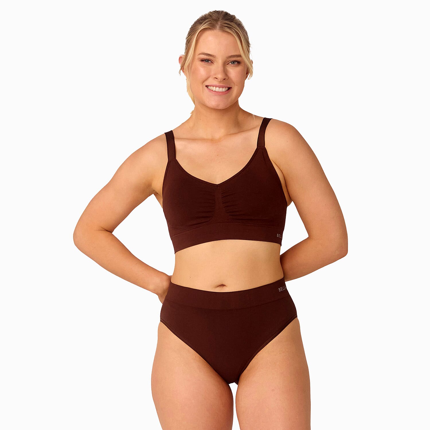 Bella Bodies Pack Of 2 - Seamless Wire-Free Ultimate Bamboo Bra (Size XL) - Brown & Espresso