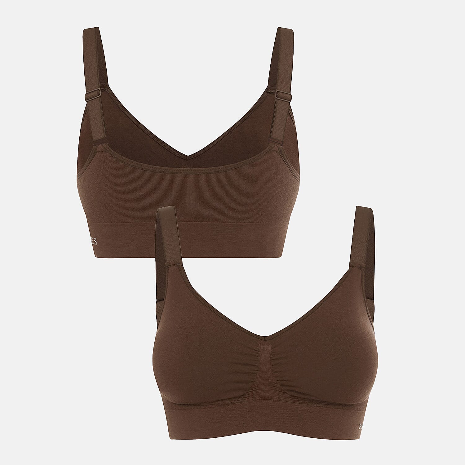 Bella Bodies Pack Of 2 - Seamless Wire-Free Ultimate Bamboo Bra (Size XL) - Brown & Espresso