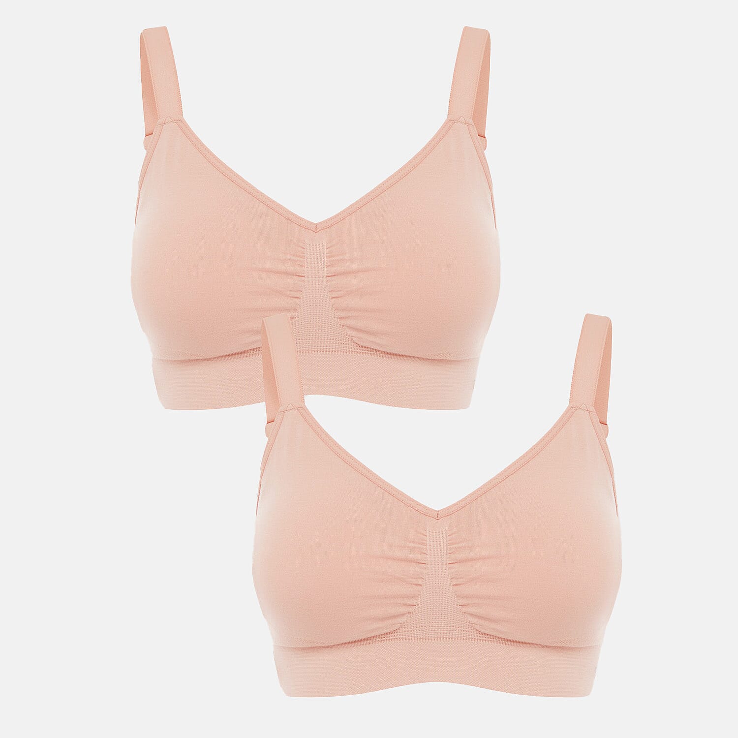 Bella Bodies Pack Of 2 - Seamless Wire-Free Ultimate Bamboo Bra (Size M) - Light Pink & Sorbet