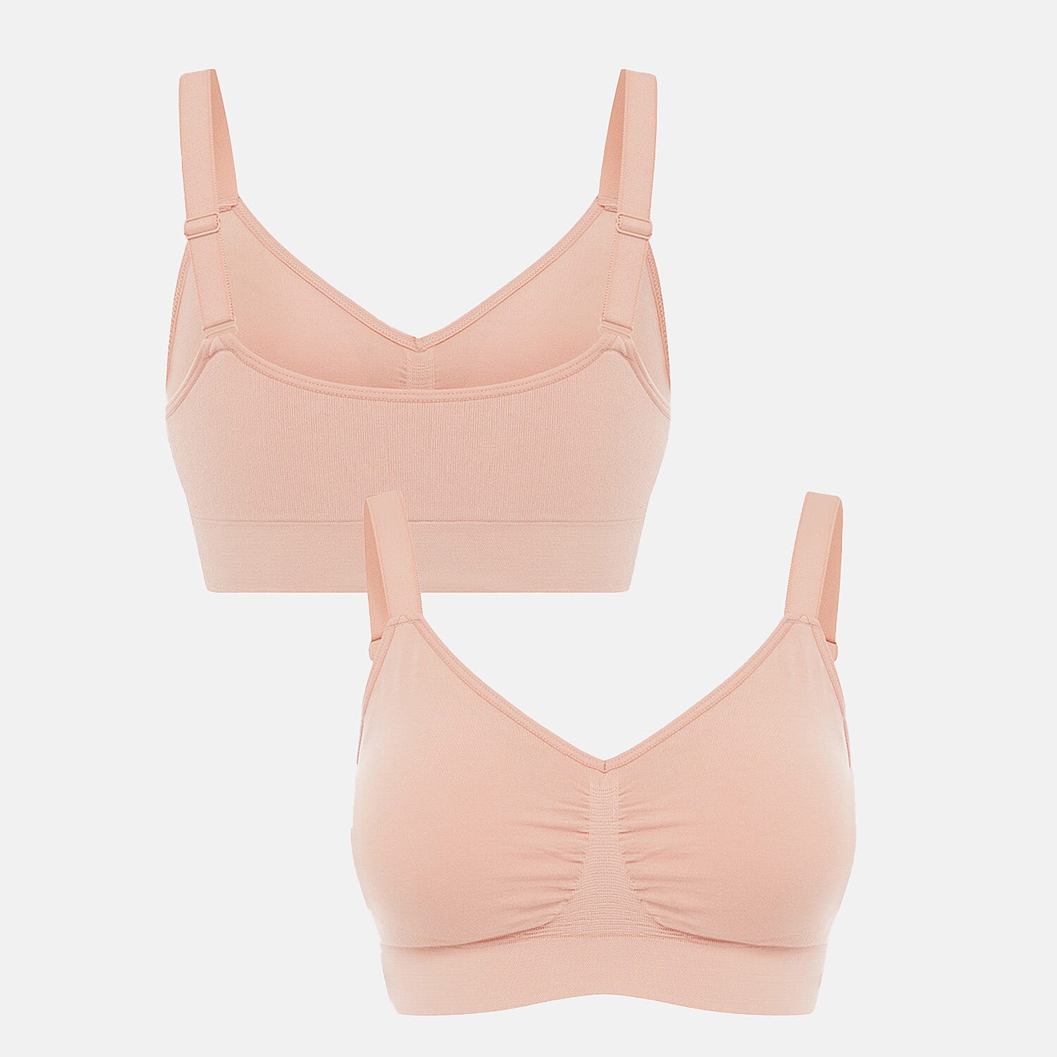 Bella Bodies Pack Of 2 - Seamless Wire-Free Ultimate Bamboo Bra (Size S) - Light Pink & Sorbet