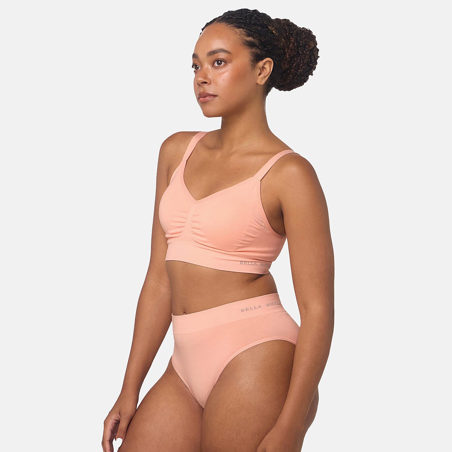 Bella Bodies Pack Of 2 - Seamless Wire-Free Ultimate Bamboo Bra (Size XXL) - Light Pink & Sorbet
