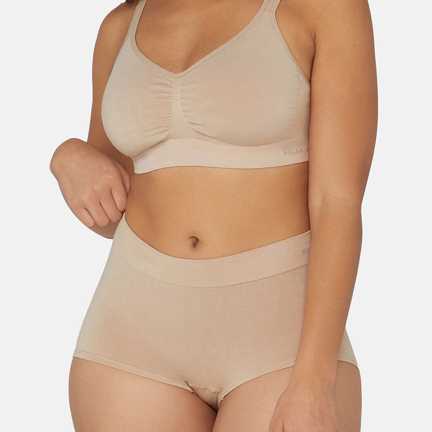 Bella Bodies Pack Of 2 - Seamless Full Coverage&nbsp;Bamboo Girlshort (Size L) - Sand