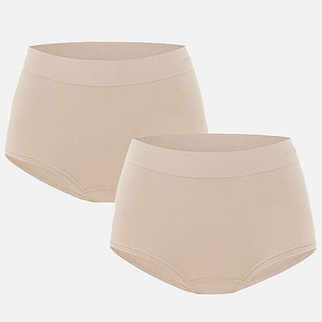Bella Bodies Pack of 2 - Seamless Full Coverage Bamboo Girlshort (Size XXL) - Sand