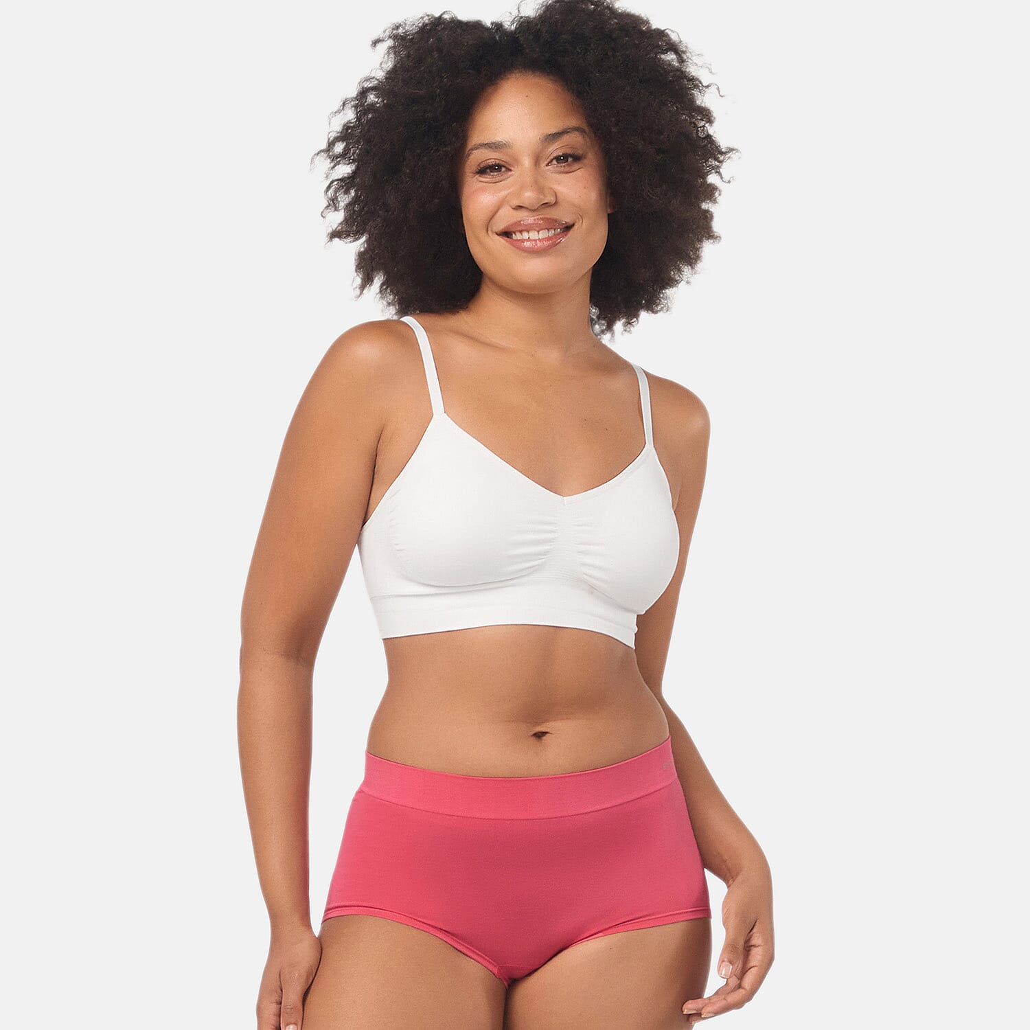 Bella Bodies Pack Of 2 - Seamless Full Coverage&nbsp;Bamboo Girlshort (Size XL) - Grey Marle-Deep Rose