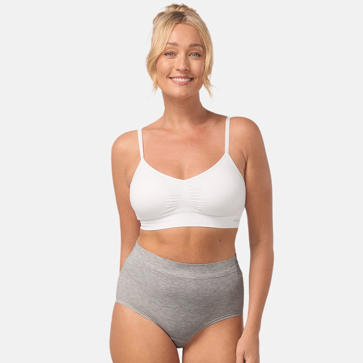 Bella Bodies Pack Of 2 - Seamless Full Coverage&nbsp;Bamboo Girlshort (Size XL) - Grey Marle-Deep Rose