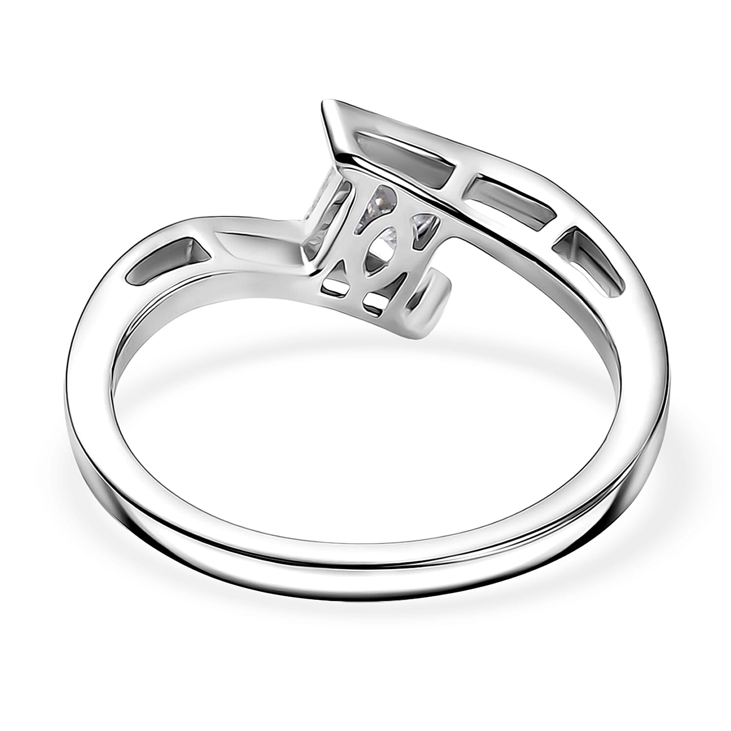 D'Joy Moissanite Solitaire Ring in Platinum Overlay Sterling Silver