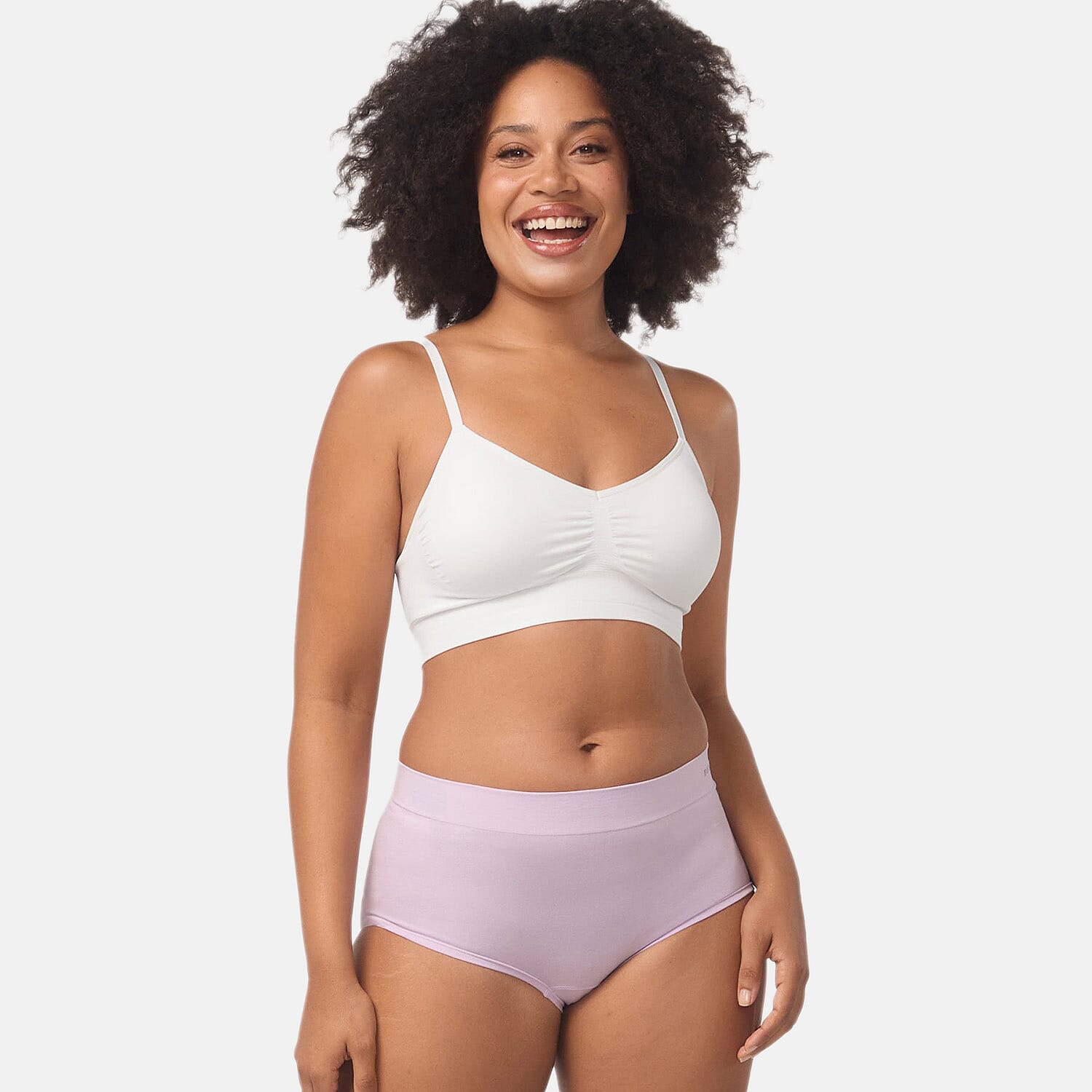 Bella Bodies Pack Of 2 - Seamless Full Coverage&nbsp;Bamboo Girlshort (Size L) - Grey Marle-Soft Lilac