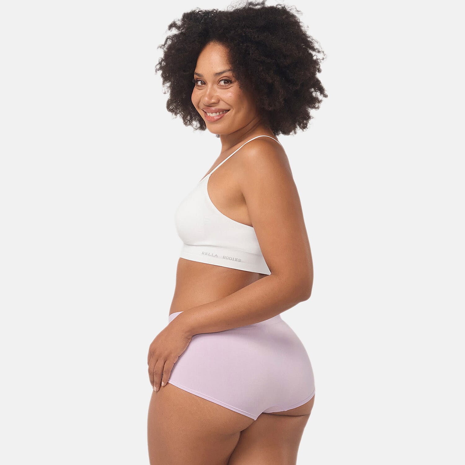 Bella Bodies Pack Of 2 - Seamless Full Coverage&nbsp;Bamboo Girlshort (Size XL) - Grey Marle-Soft Lilac