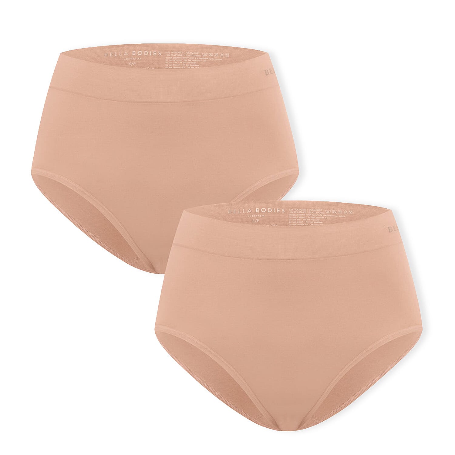 Bella Bodies Pack of 2 - Seamless High-Waisted Quick Dry Travel Brief