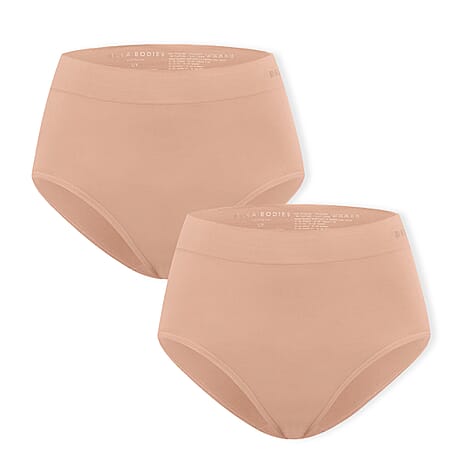 Bella Bodies Pack of 2 - Seamless High-Waisted Quick Dry Travel Brief (Size L) - Sorbet