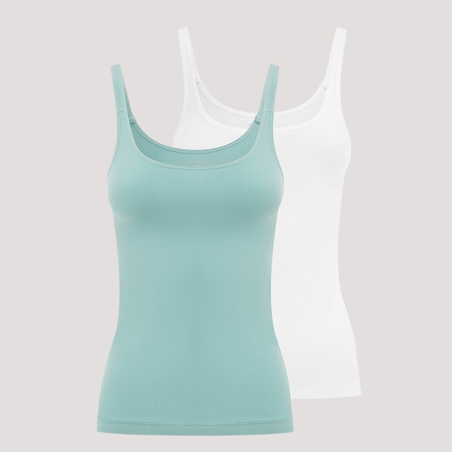 Bella Bodies Pack Of 2 - Everyday Pure Comfort Camisole (Size 18 To 22) - White - Sea Jade