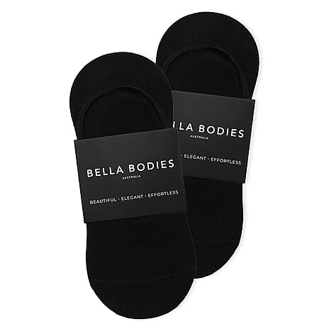 Bella Bodies Pack of 2 - Invisible Bamboo Socks (One Size) - Black