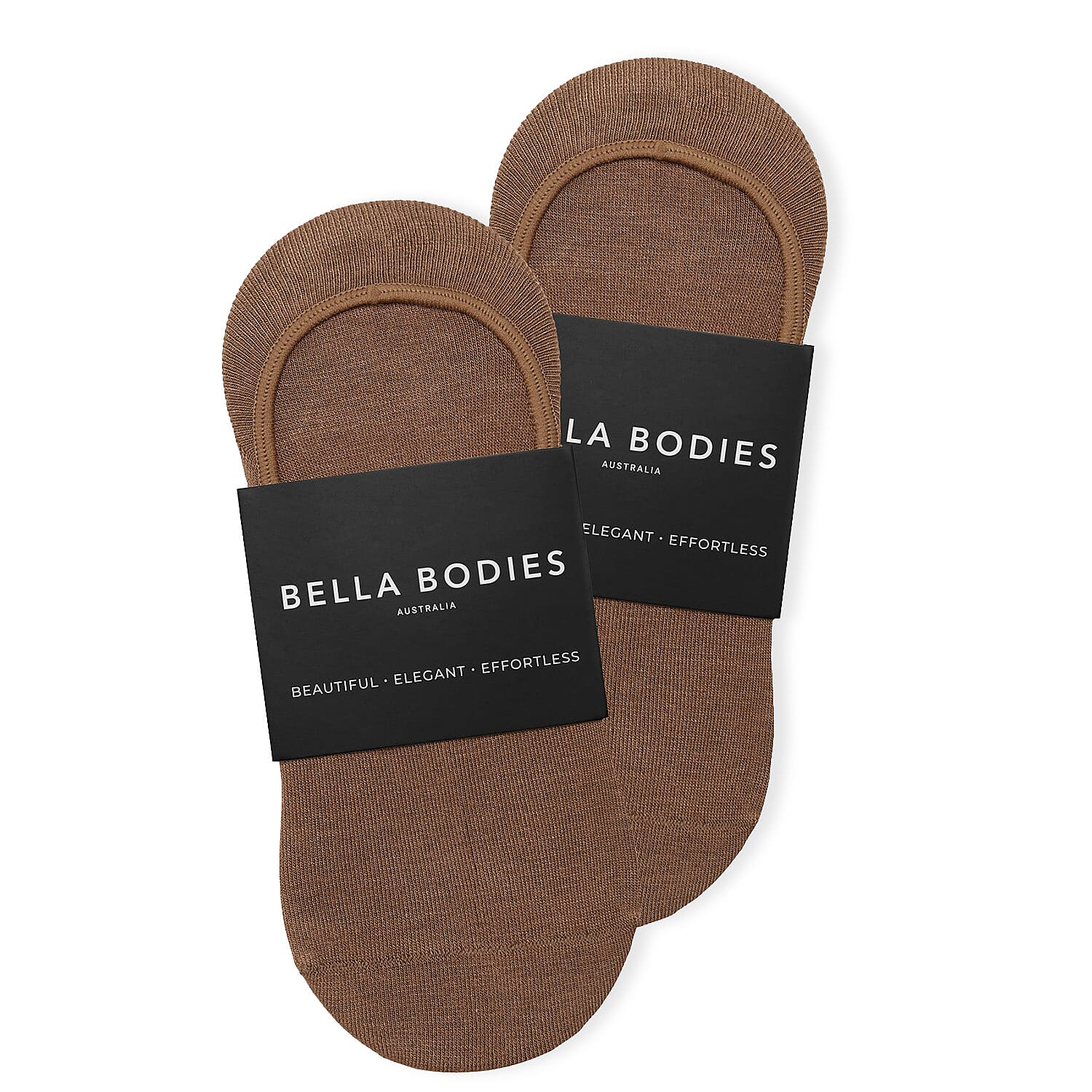 Bella Bodies Pack of 2 - Invisible Bamboo Socks (One Size) - Brown-Espresso