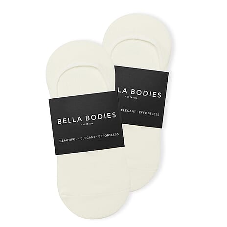 Bella Bodies Pack of 2 - Invisible Bamboo Socks (One Size) - White