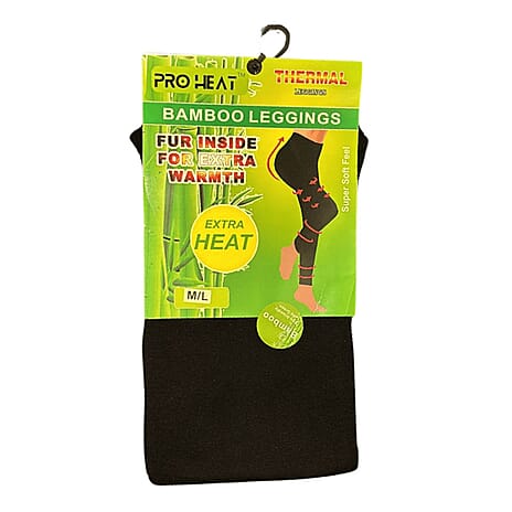 Proheat Bamboo Fleece Lined Control Supersoft Leggings (Size M-L) - Black