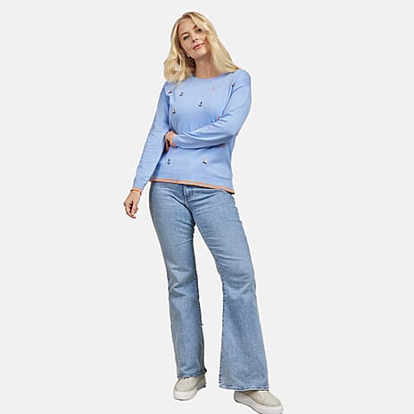 Mudflower Boat And Anchor Embroidery Jumper (Size 12) - Blue