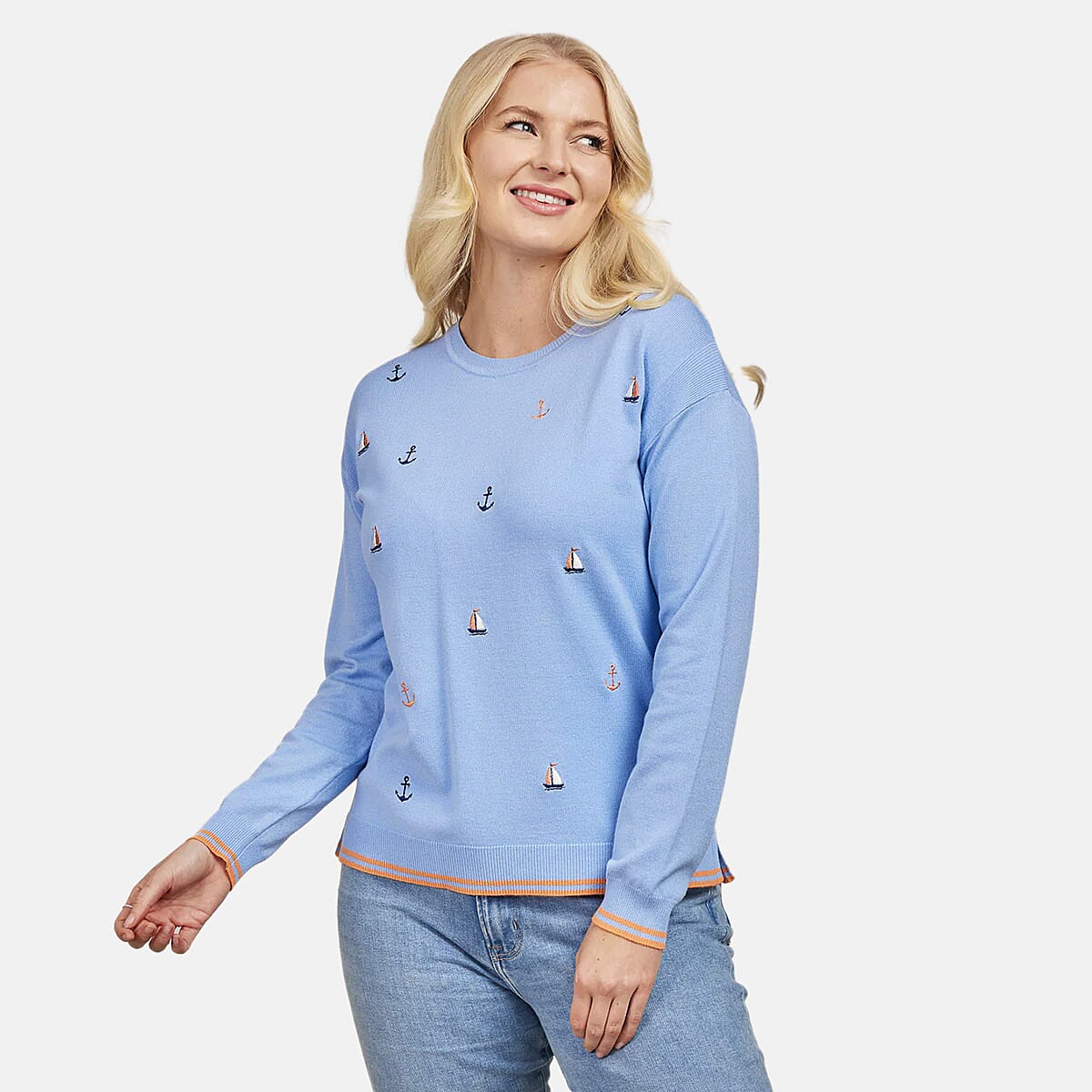 Mudflower boat and anchor Embroidery Jumper