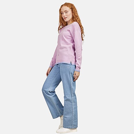Mudflower Boat And Anchor Embroidery Jumper (Size 14) - Lilac