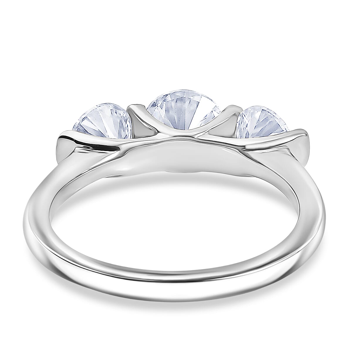 D'Joy Moissanite Trilogy Ring in Platinum Overlay Sterling Silver 1.71 Ct.