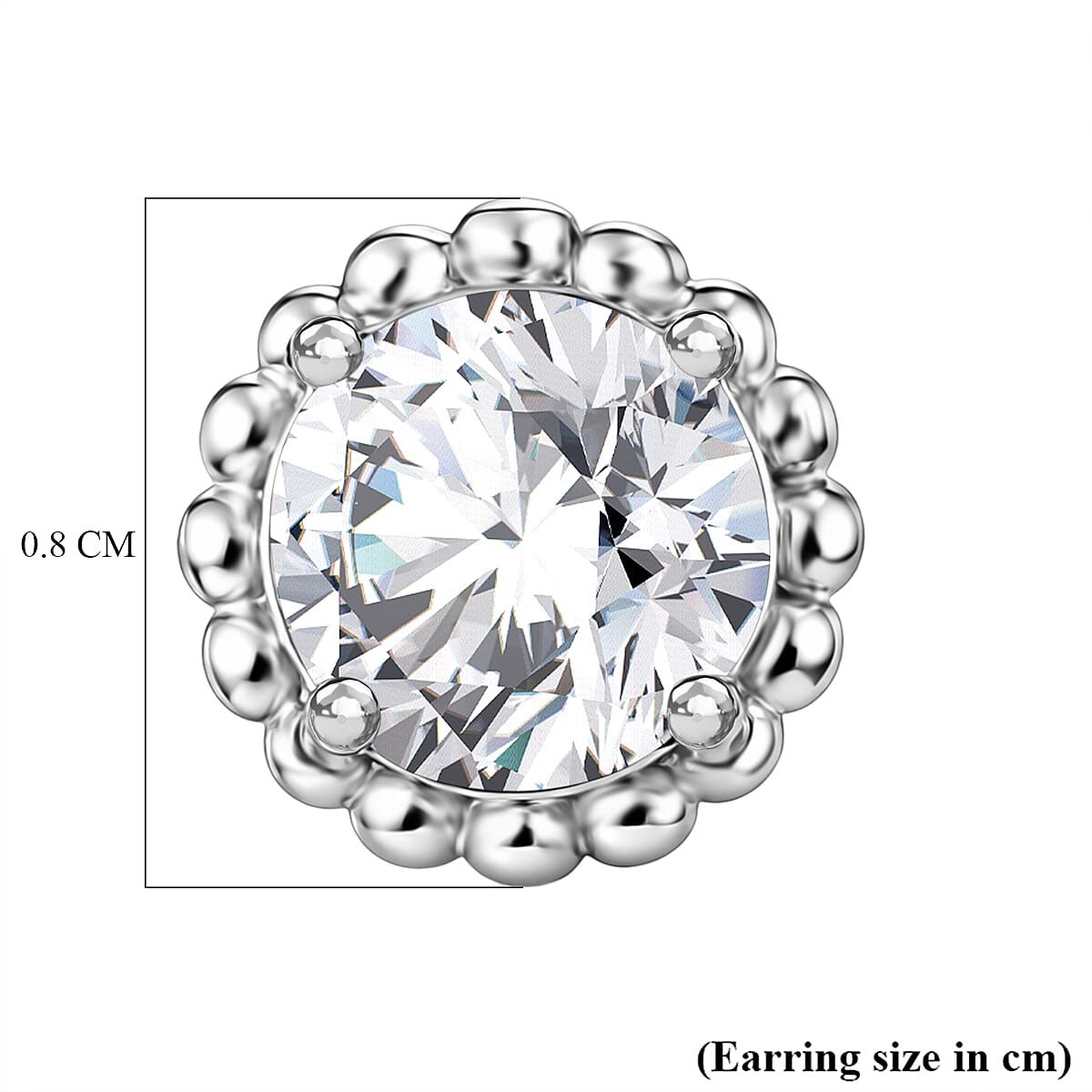 D'Joy Moissanite Solitaire Stud Push Post Earring in Platinum Overlay Sterling Silver 1.53 Ct.