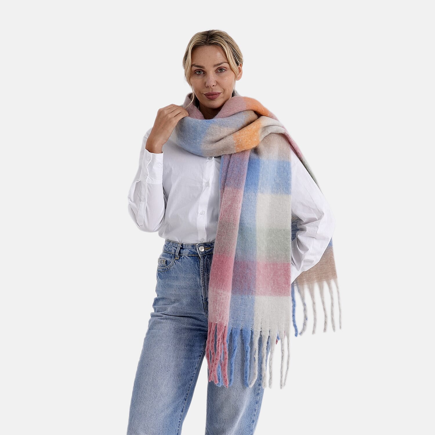& Maisi Checkered Scarf (Size - One Size) - Multi Color