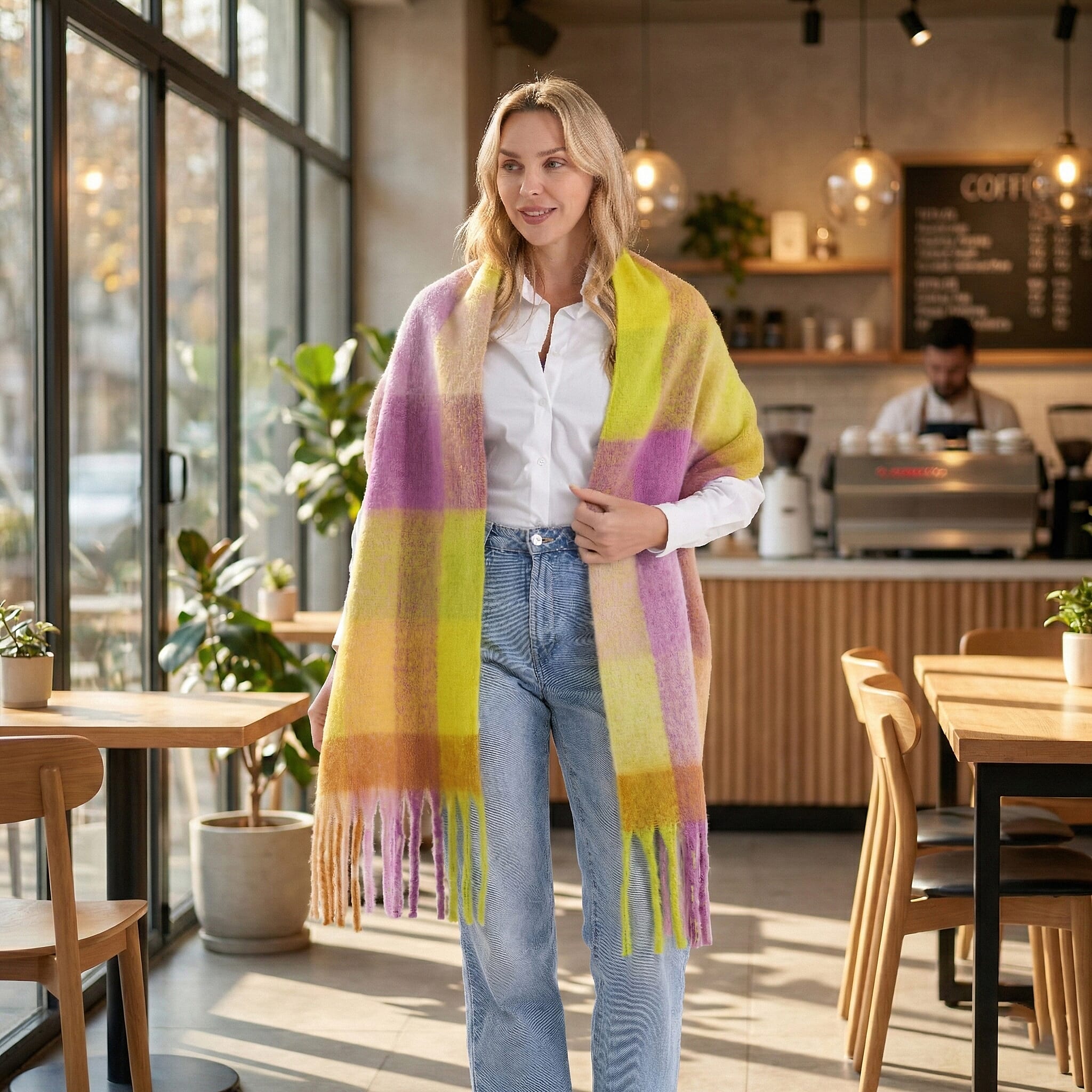 Maisi-Checkered-Scarf-Size-One-Size-Multi-Color