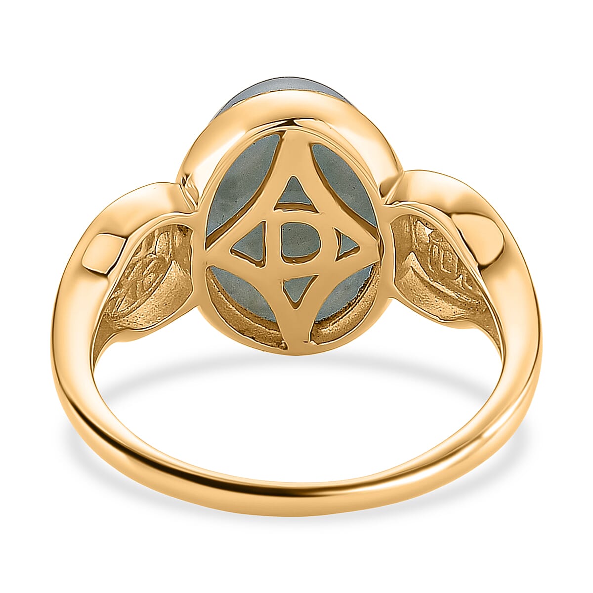 D'Joy Natural Jadeite Ring in Yellow Gold Plated Sterling Silver 7.20 Ct.