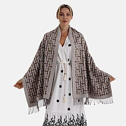 - Maisi Geometric Print Tassel Scarf (65 x 180cm) - Beige