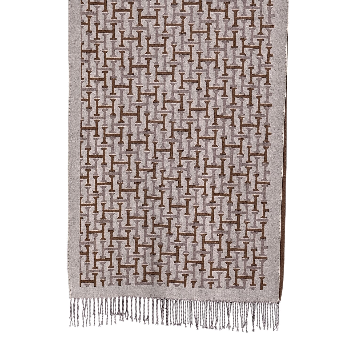 - Maisi Geometric Print Tassel Scarf (65 x 180cm) - Beige