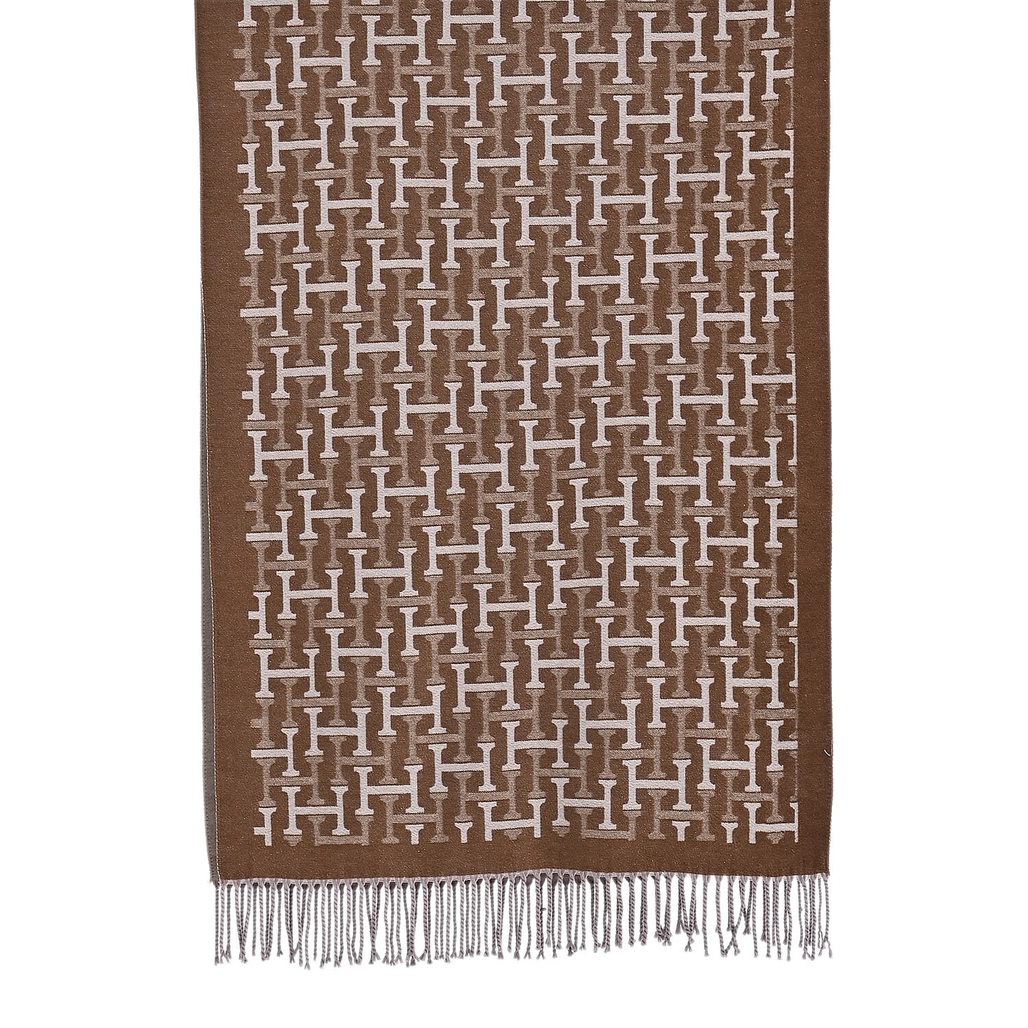 - Maisi Geometric Print Tassel Scarf (65 x 180cm) - Beige